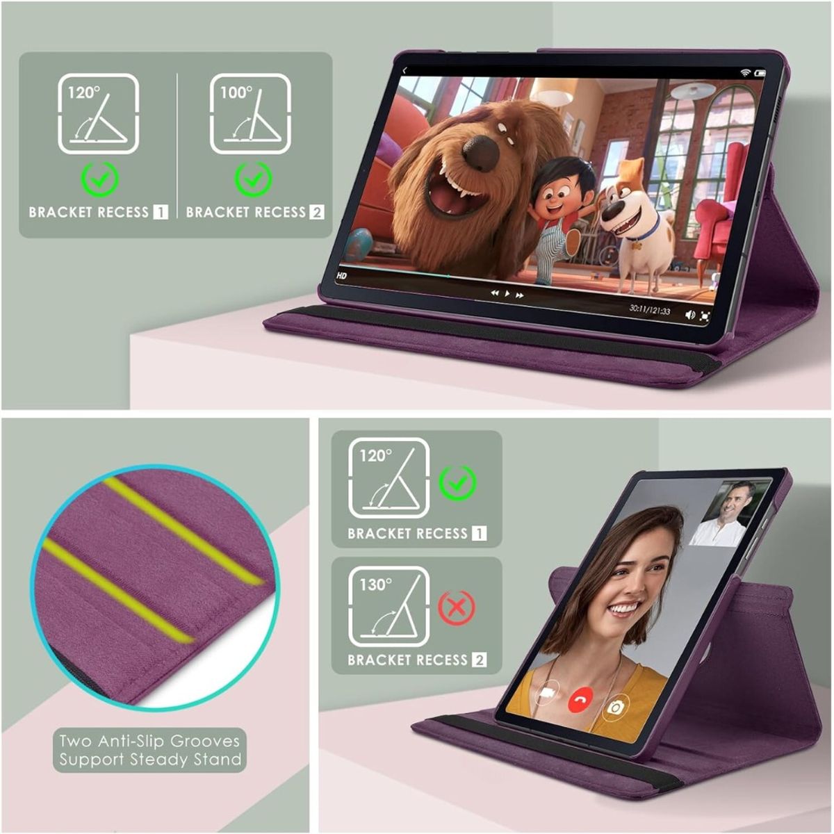 GENERICO - Funda Protector Giratorio 360° para Redmi PAD PRO 12 .1" - MORADO