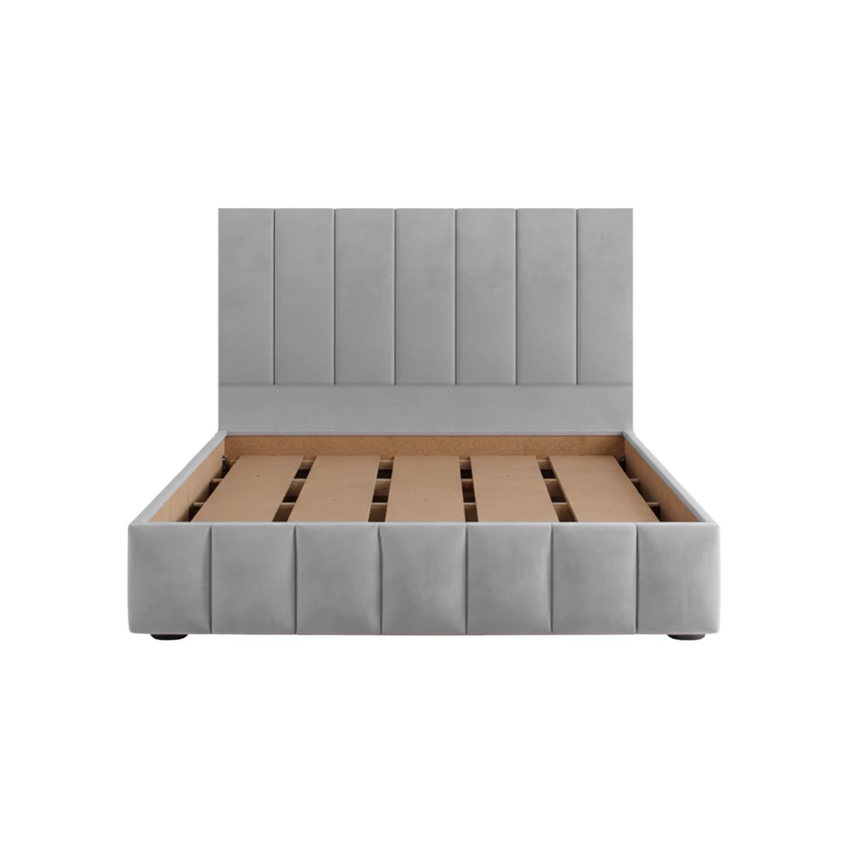MUEBLES MACRUMO - Cama tapizada Urnia - 15plz Gris claro