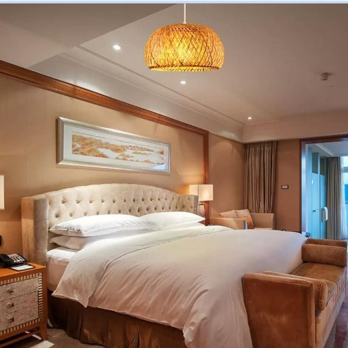 GENERICO - Lámpara colgante Bamboo 1 luz marrón