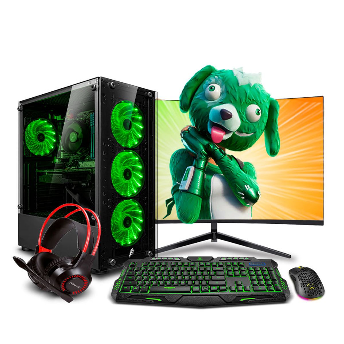 INTEL - Pc Gamer Intel Core i5 10400F 8gb 500GB 24 RTX3050 6GB Mipclista Draco Green