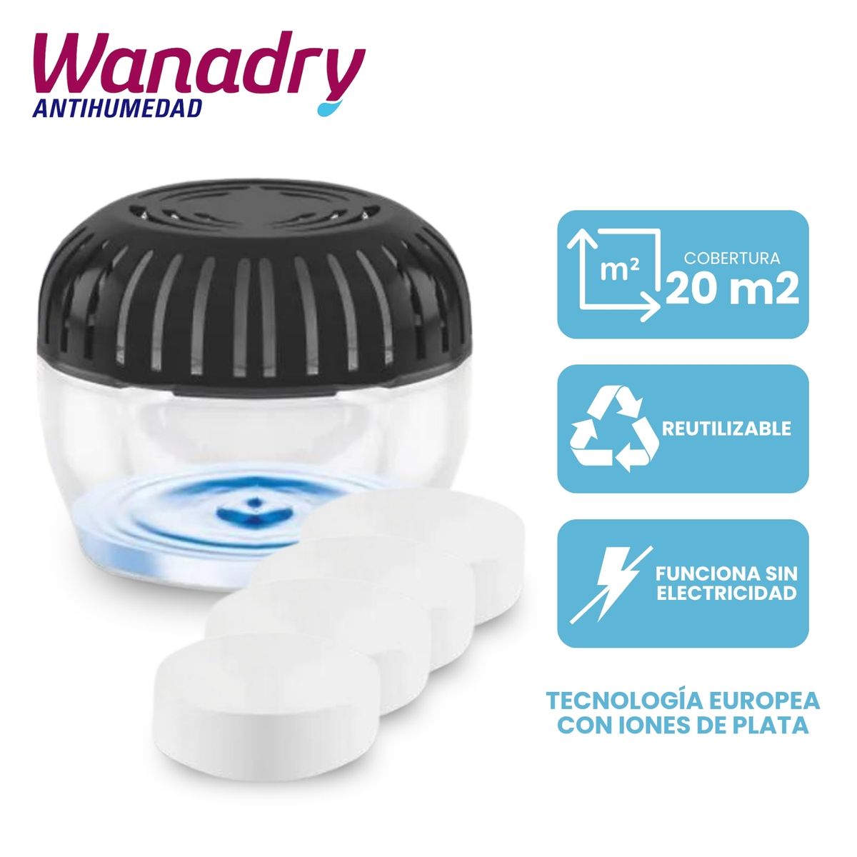 GENERICO - Absorbente de humedad pack dispositivo + 4 pastillas