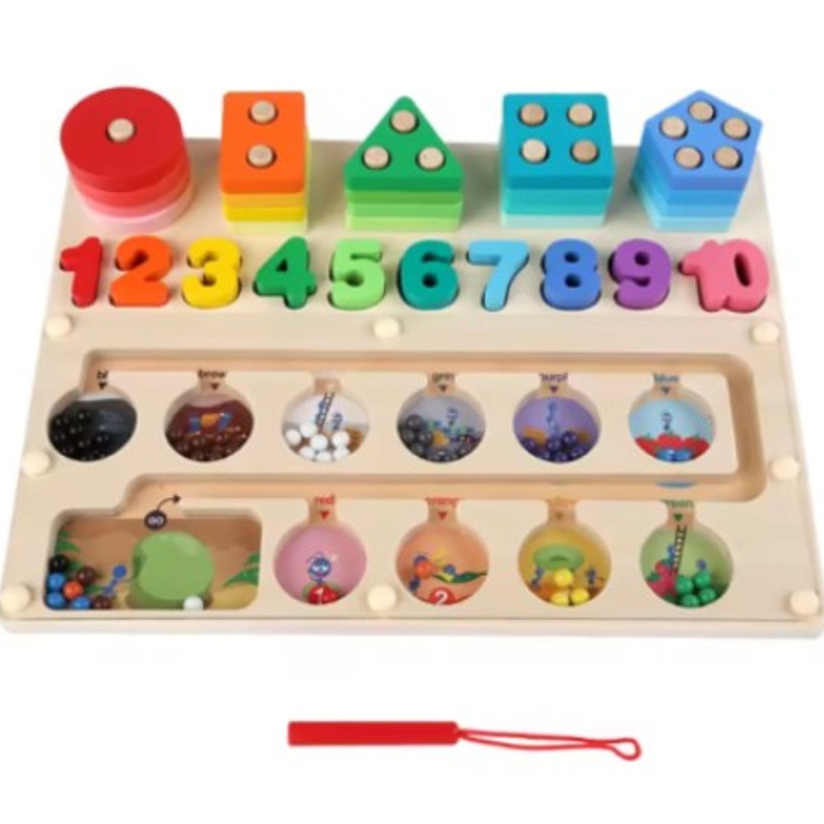 GENERICO - Tablero Montessori 3 en 1 Magnético de Madera