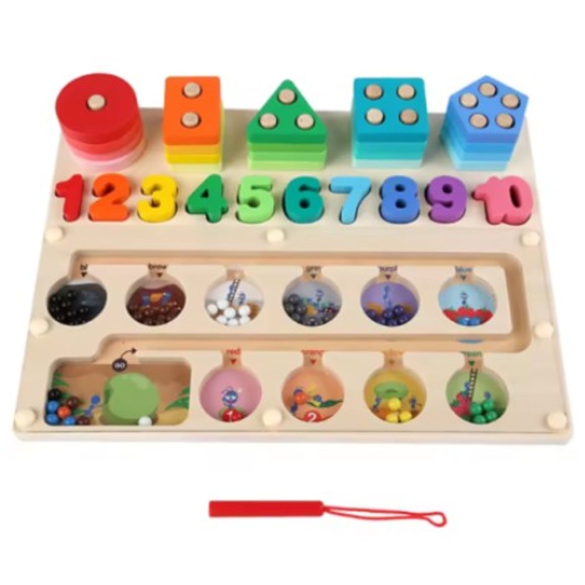 GENERICO - Tablero Montessori 3 en 1 Magnético de Madera