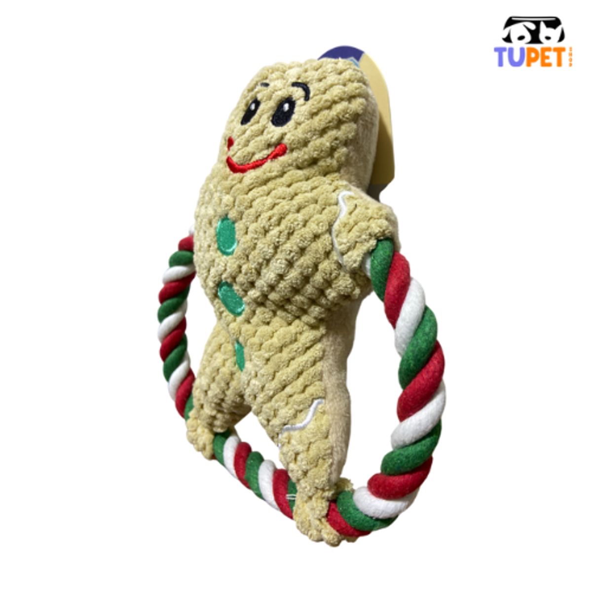 TUPET SHOP - Peluche Galleta Navideña con Cuerda para Perros Interactivo