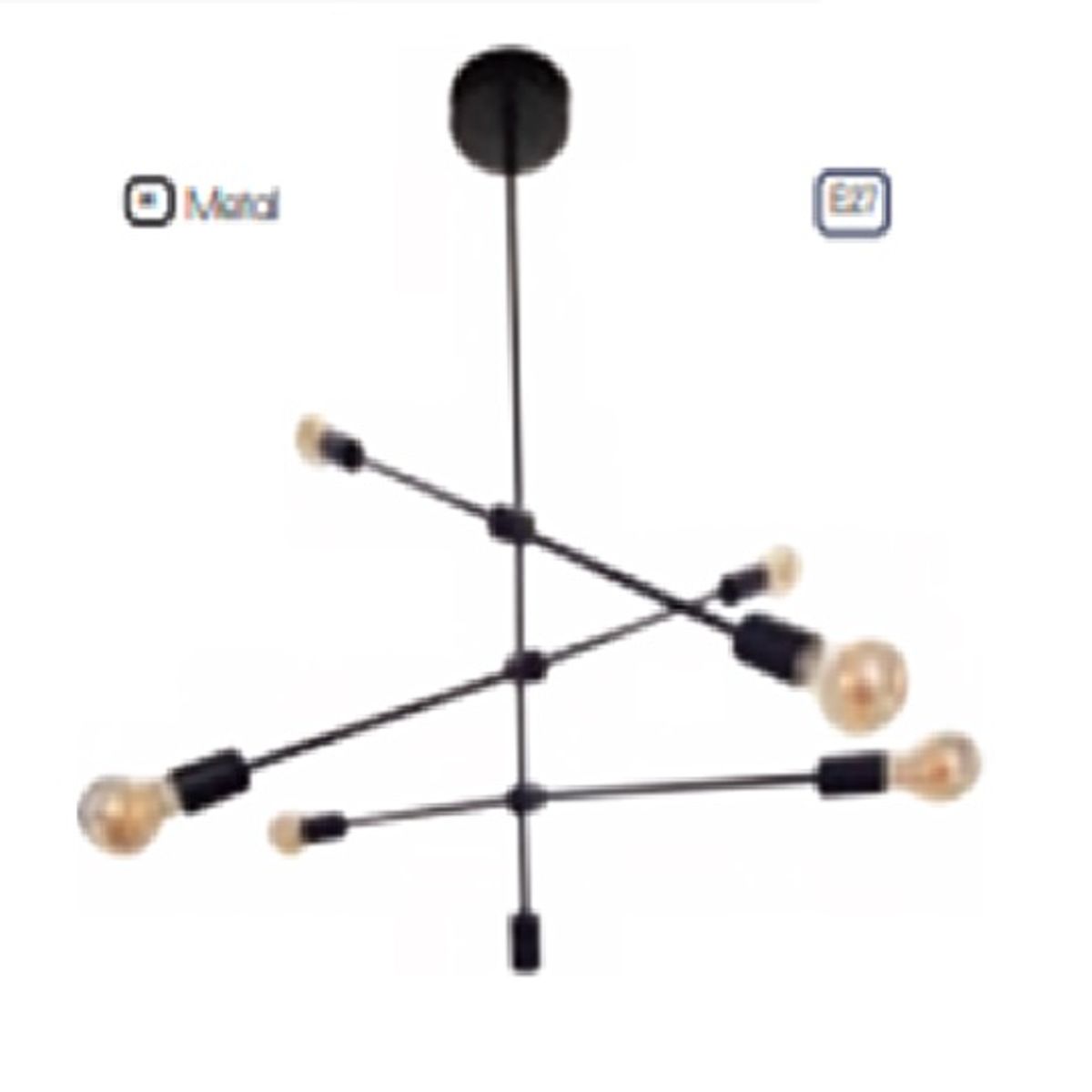 GENERICO - Lámpara de techo negro 6 luces, luminaria