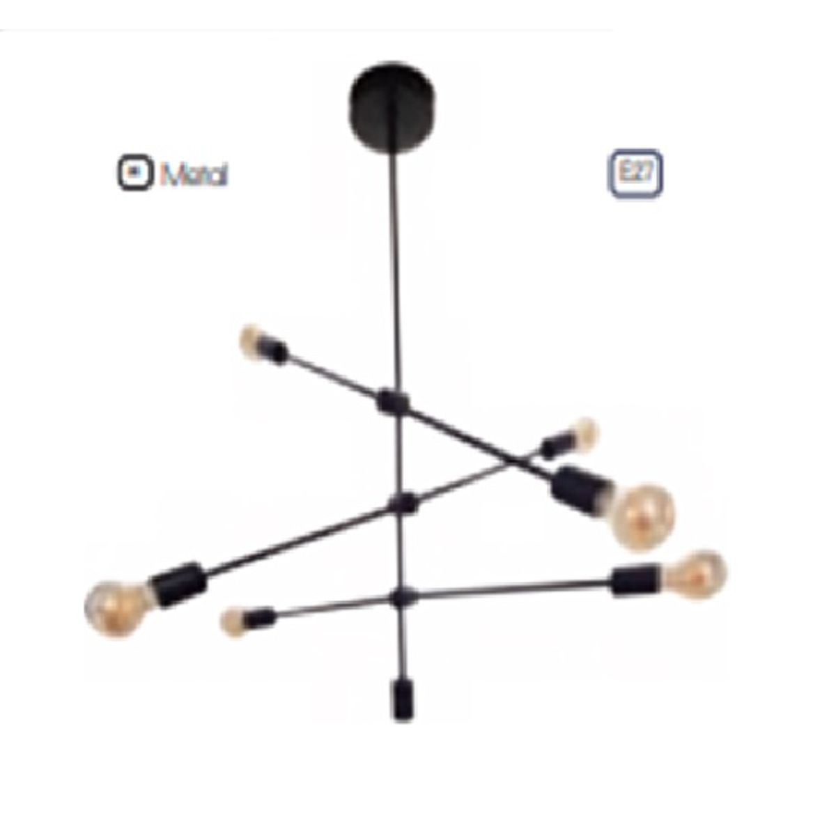 GENERICO - Lámpara de techo negro 6 luces, luminaria