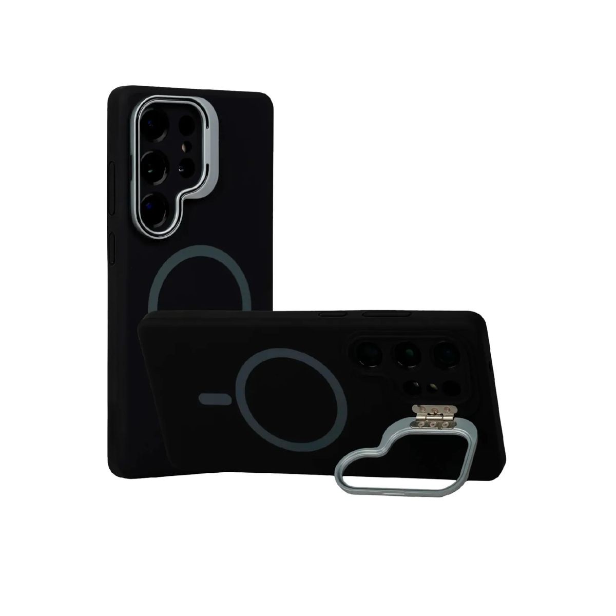SPACE - Silicone Case con MagSafe y Parante Para Samsung S25 Ultra negro
