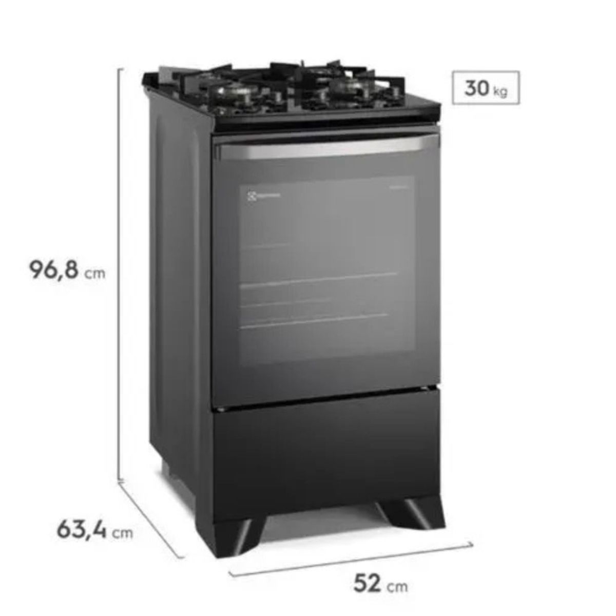 ELECTROLUX - Cocina Gas Electrolux FE4GP4H 20" Negro 4 Hornillas
