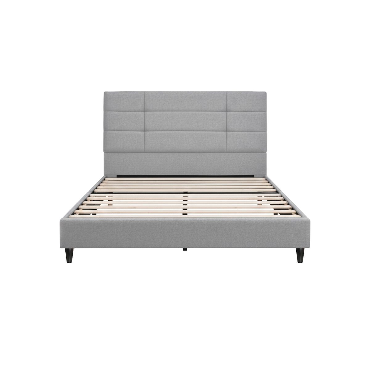 MUEBLES MACRUMO - Cama tapizada Casel - 15plz Gris claro
