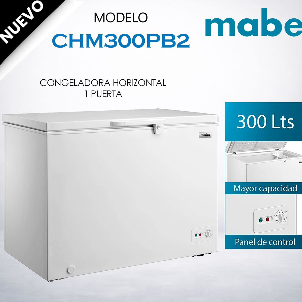 MABE - Congeladora Horizontal 290 Ltrs Blanco Mabe CHM300PB2