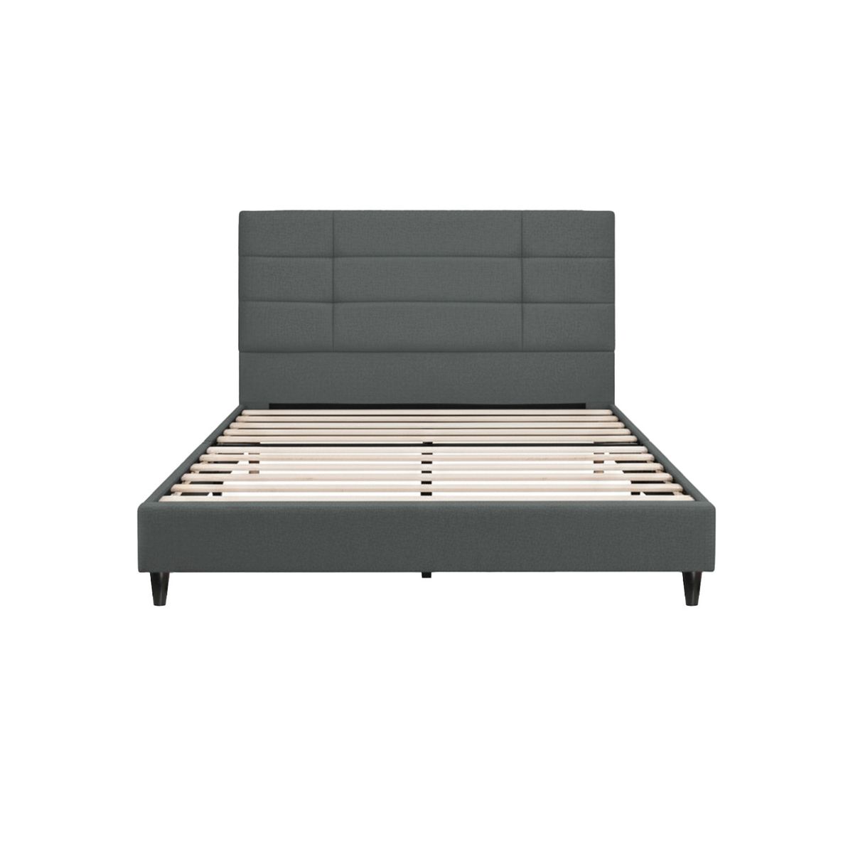 MUEBLES MACRUMO - Cama tapizada Casel - Queen Gris Oscuro