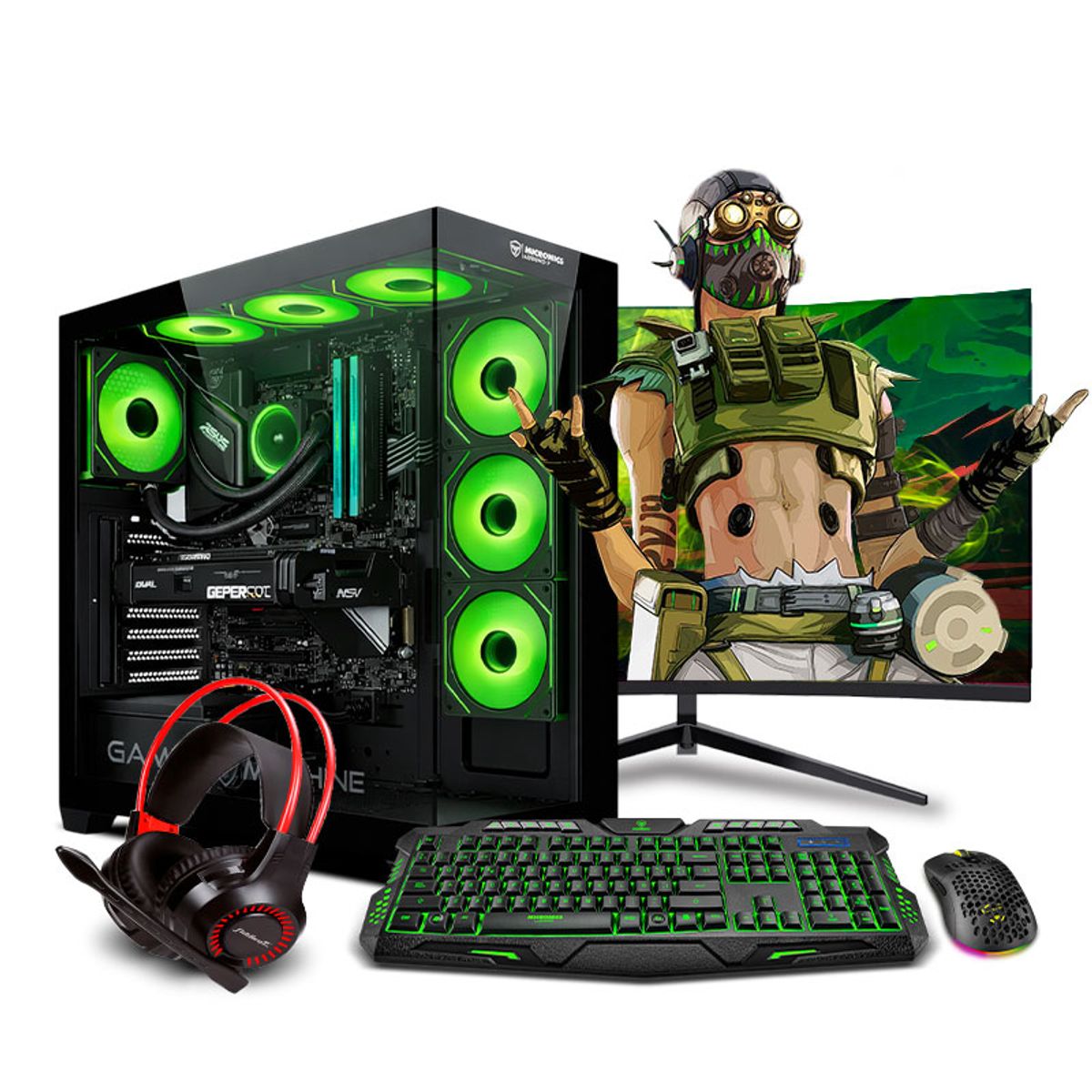 INTEL - Pc Gamer Intel Core i9 12900KF 32gb 1TB 24 RTX5060TI 16GB Mipclista View 51 Green Plus COMPUTADORA