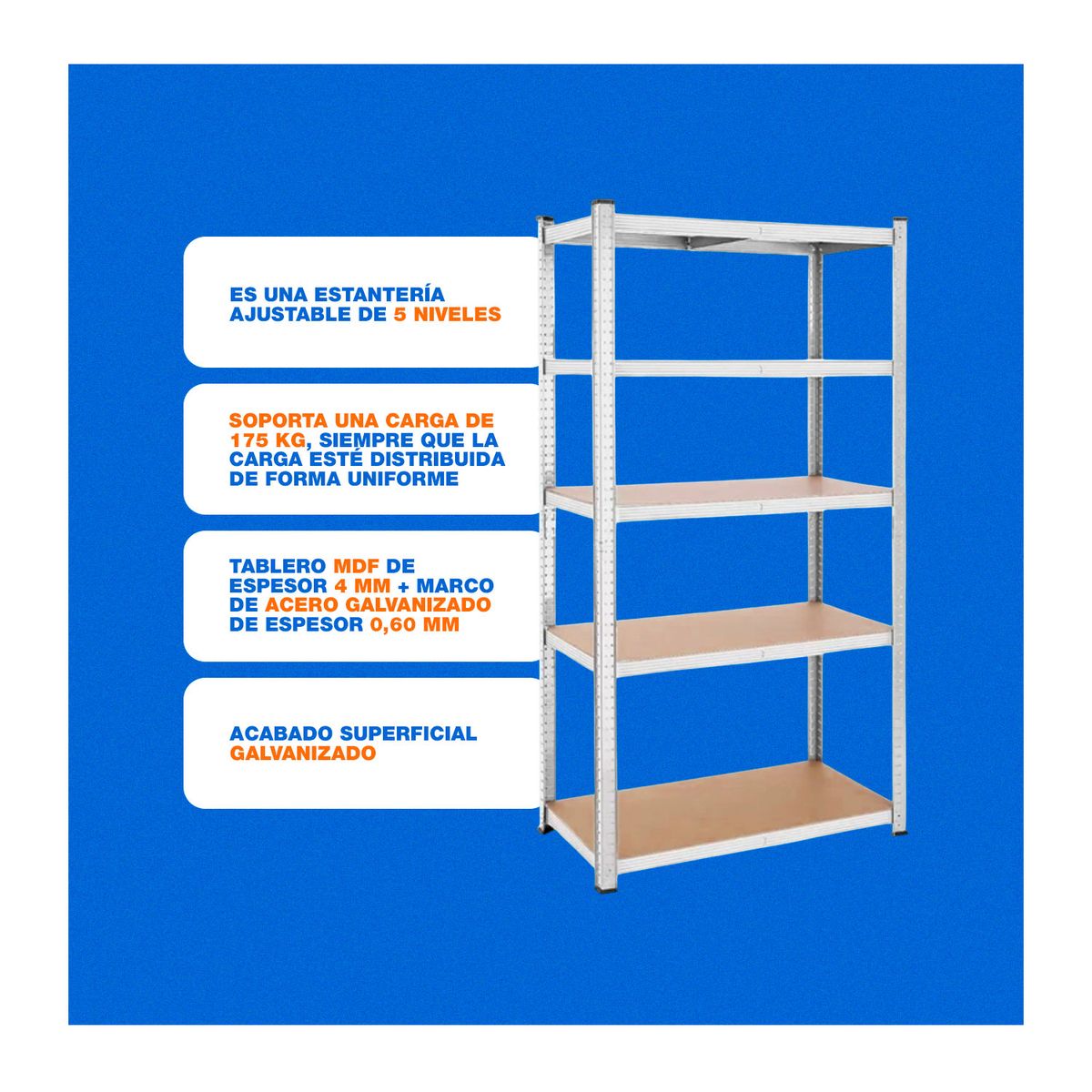 GENERICO - Estantería Desarmable 5 Niveles Ajustable Wts1a94 - Wadfow