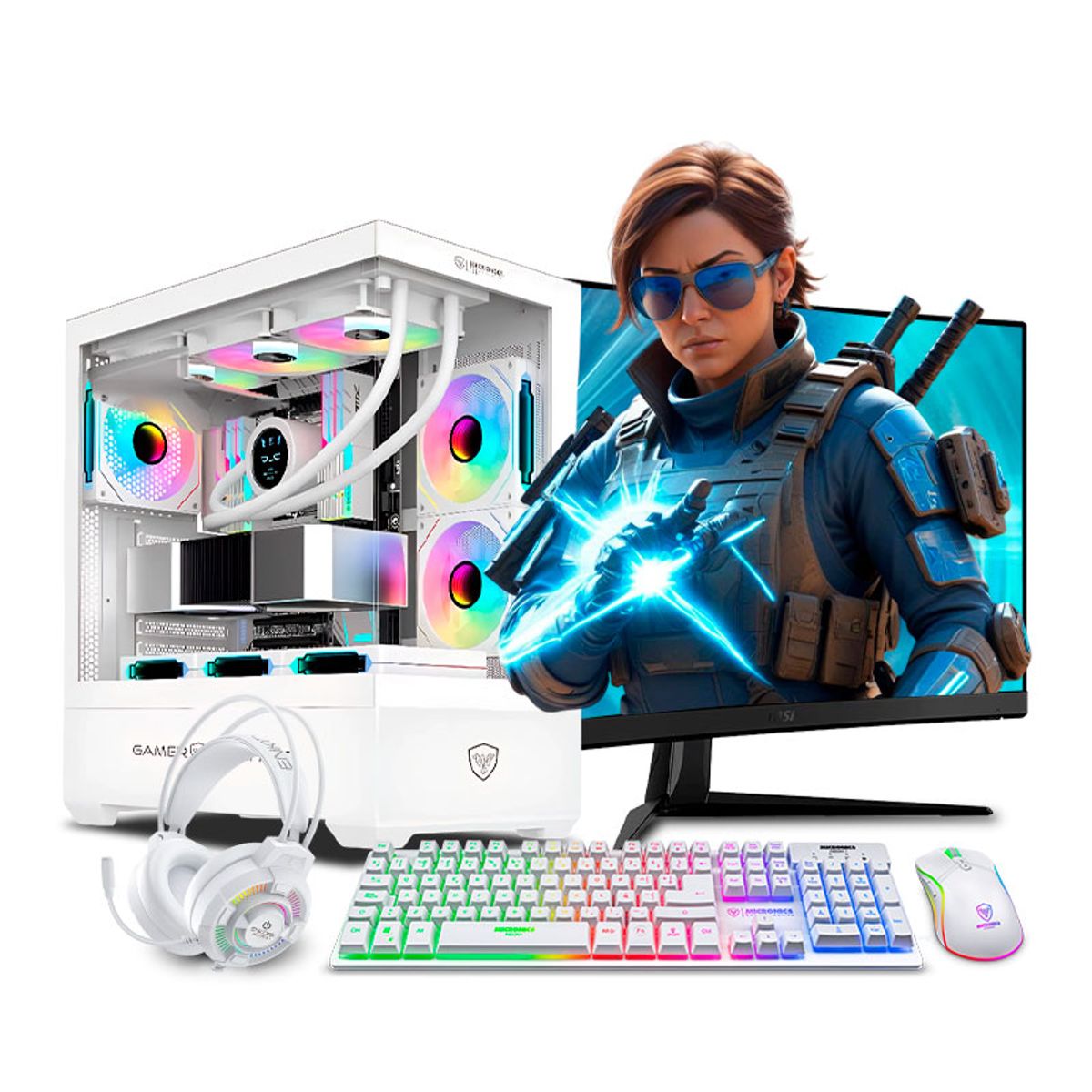 INTEL - Pc Gamer Intel Core i9 14900K 32gb ddr5 1TB 27 RTX5070 12GB Mipclista Hero White COMPUTADORA