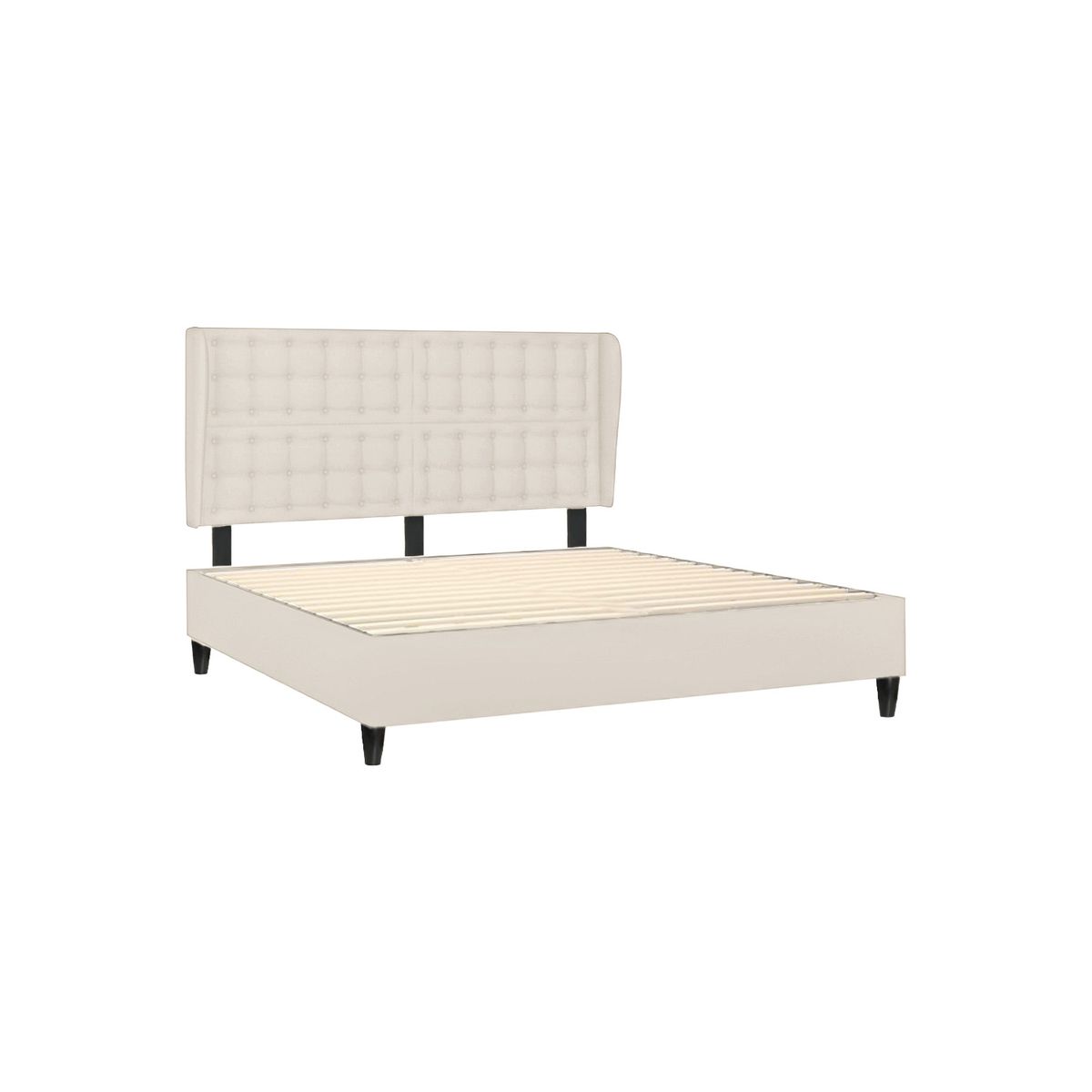 MUEBLES MACRUMO - Cama tapizada Mar - Queen Beige claro