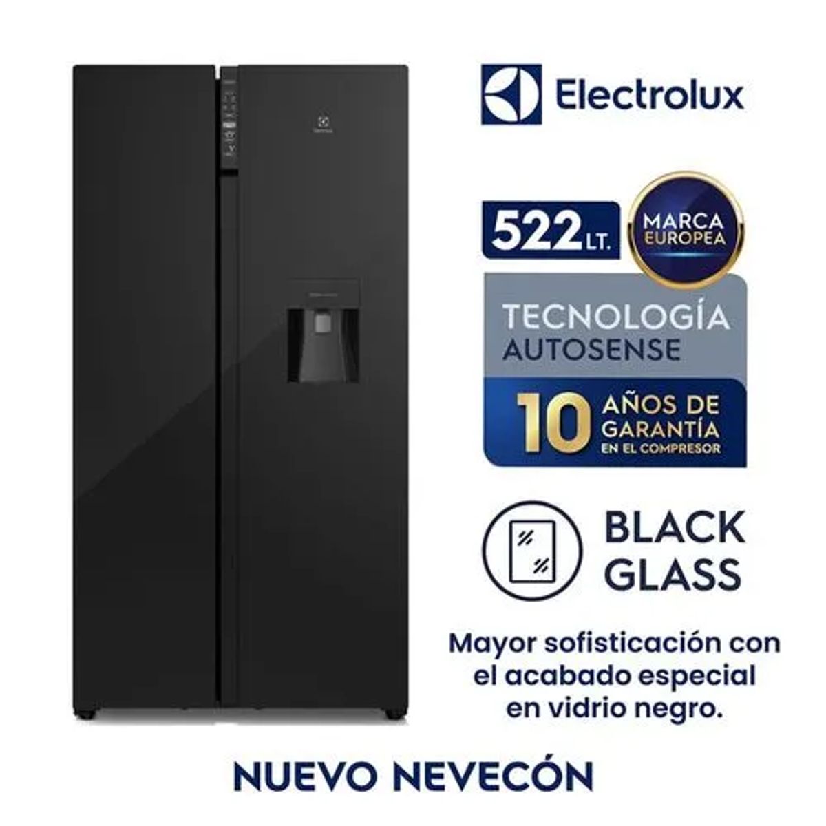 ELECTROLUX - Refrigerador No Frost Side By Side Inverter 522 Litros Black ERSB54N2WXB
