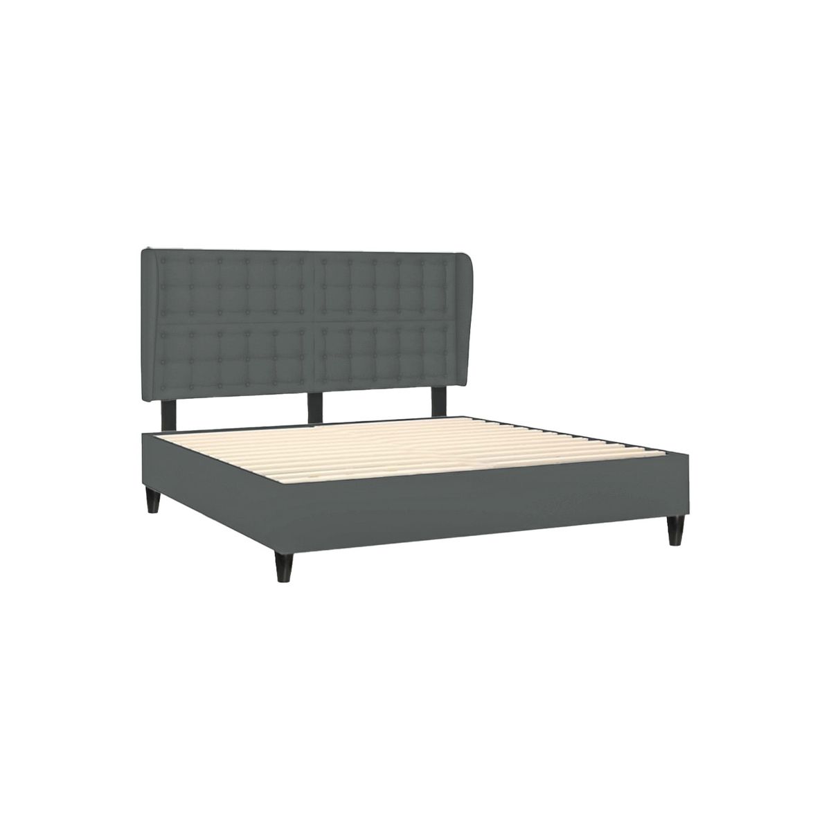 MUEBLES MACRUMO - Cama tapizada Mar - Queen Gris Oscuro