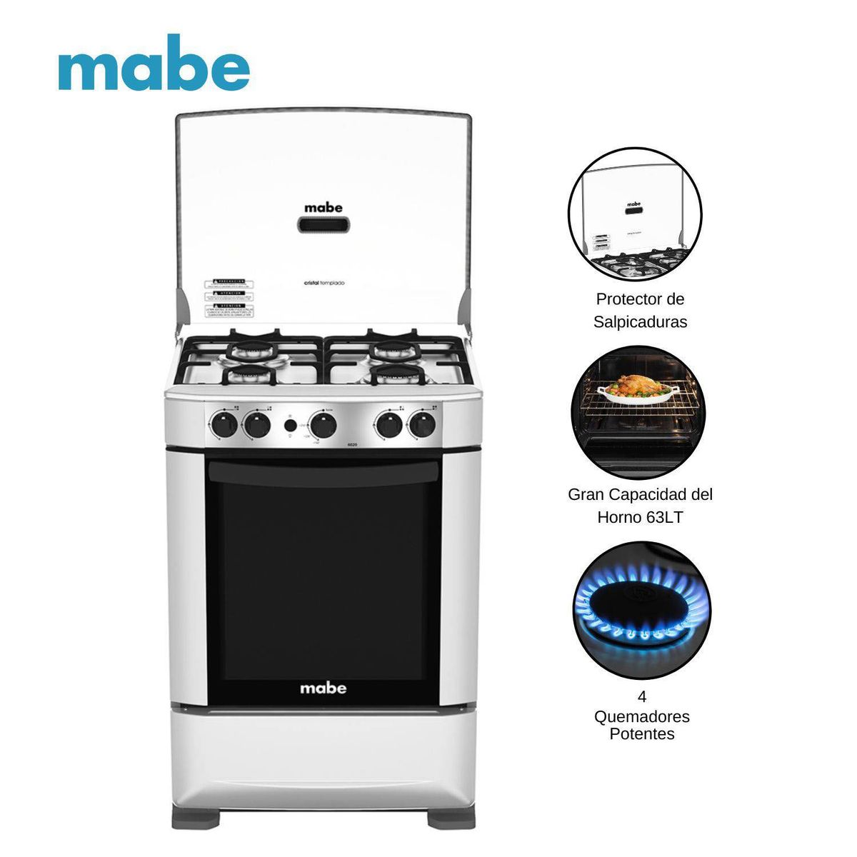 MABE - Cocina Mabe a Gas de 4 Quemadores CMP6020FG0