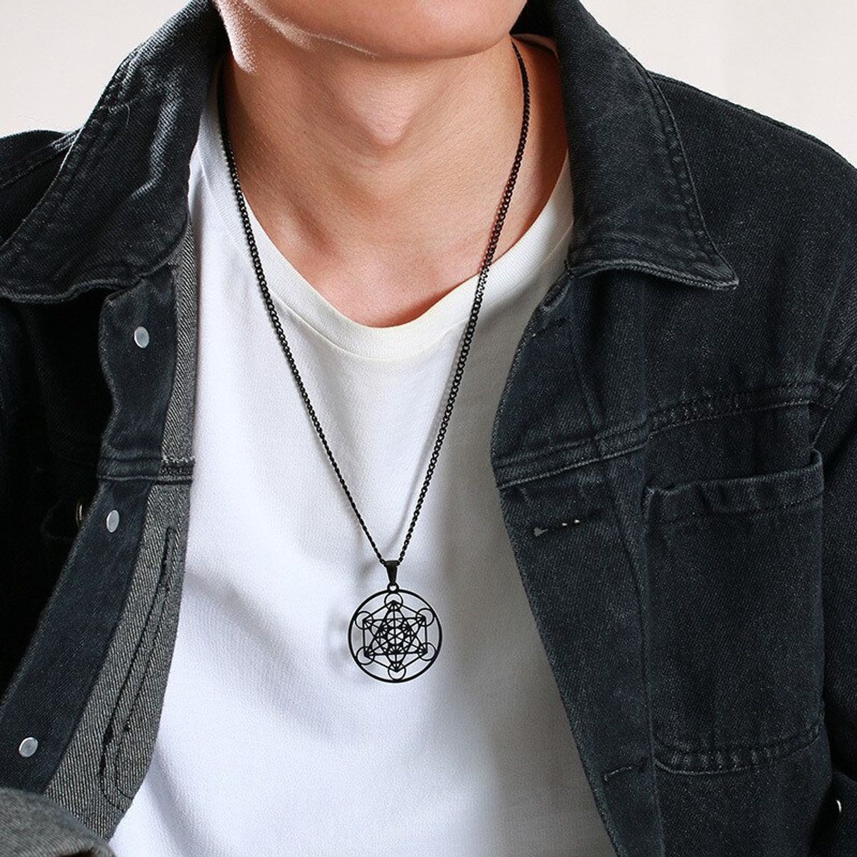 WATTACA - Collar Metatrón Negro Acero Inoxidable - Joyas Wattaca