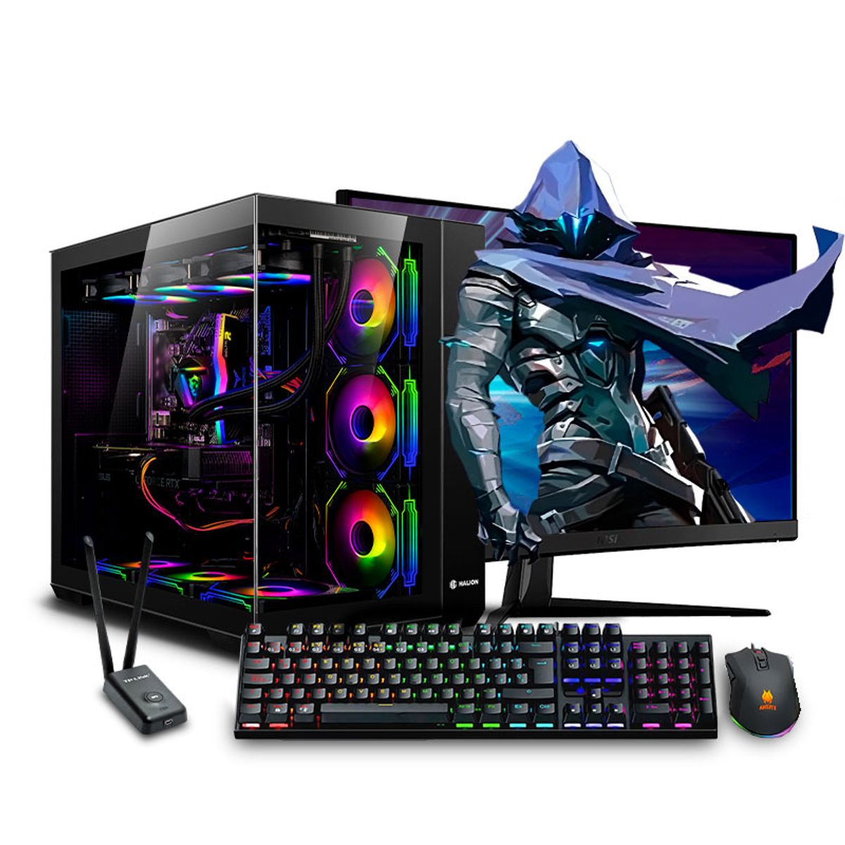 INTEL - Pc Gamer Intel Core i9 Ultra 285K 64gb ddr5 1TB 27 RTX5080 16GB Mipclista Draco Black Blue