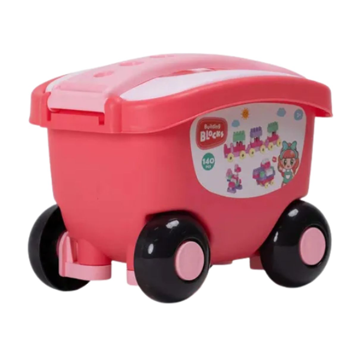 GENERICO - Juguete Set de Bloques de Construcción en Carrito Rosa 140 Piezas