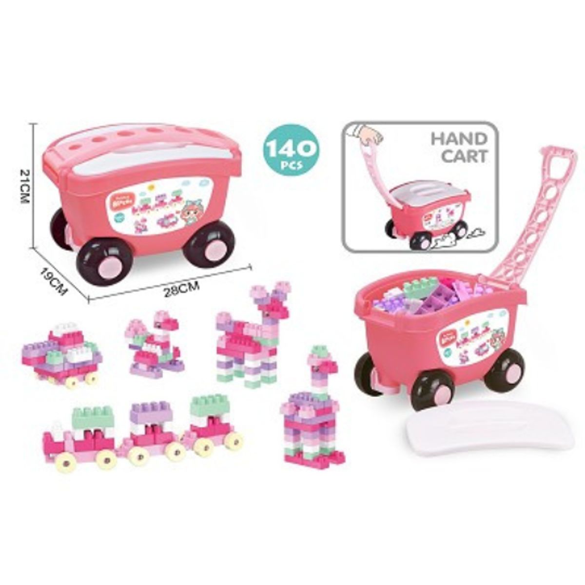 GENERICO - Juguete Set de Bloques de Construcción en Carrito Rosa 140 Piezas