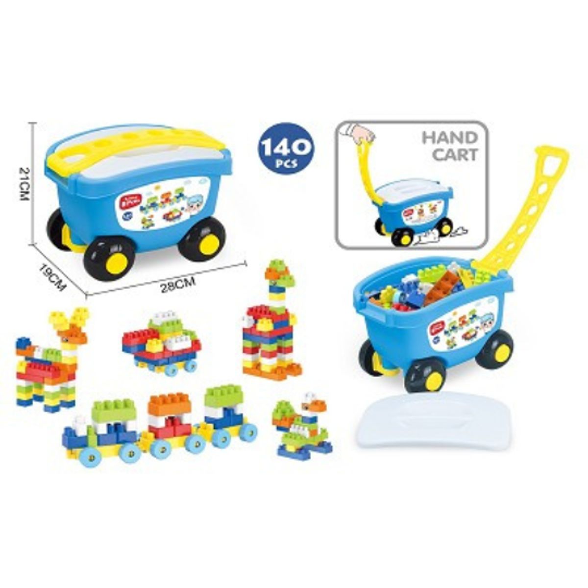 GENERICO - Juguete Set de Bloques de Construcción en Carrito Azul 140 Piezas