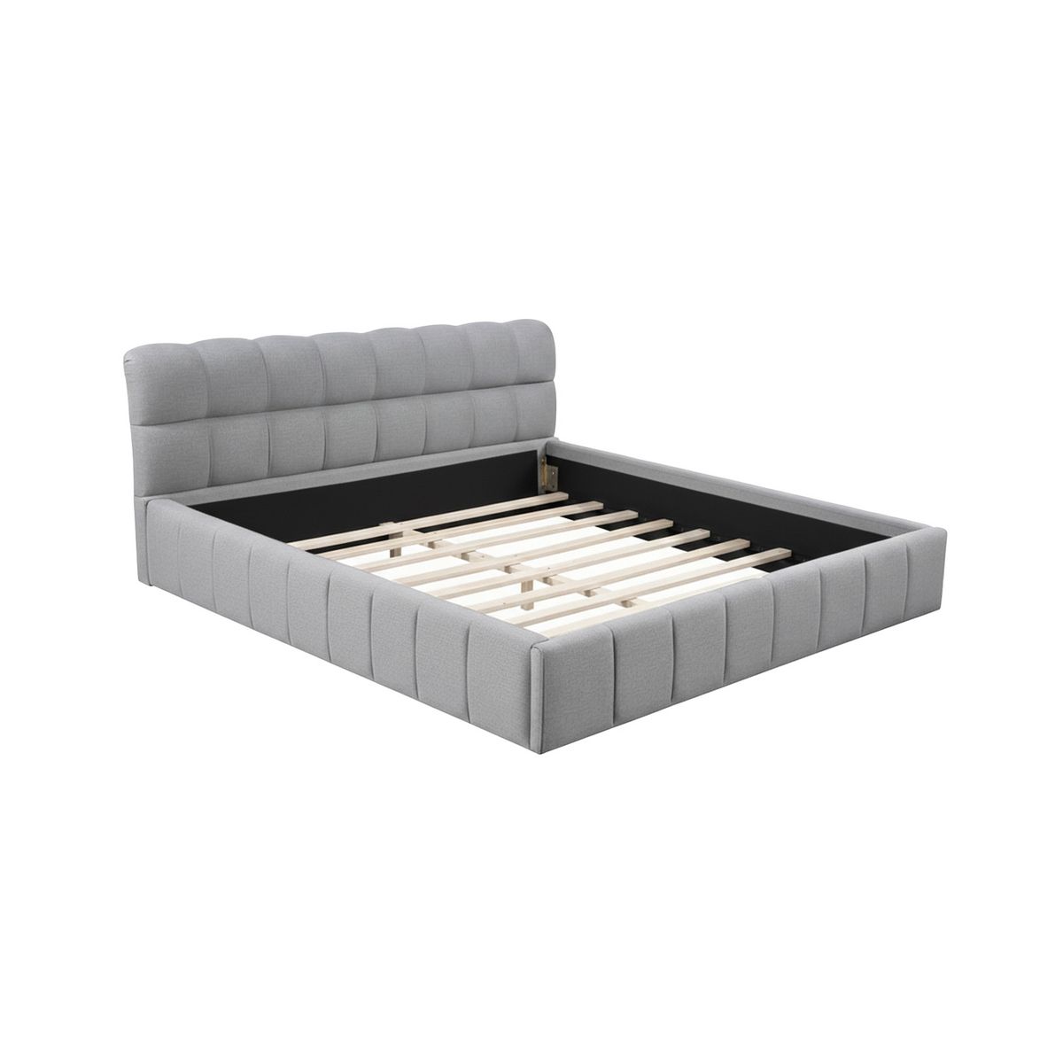MUEBLES MACRUMO - Cama tapizada Estofa - 15plz Gris claro