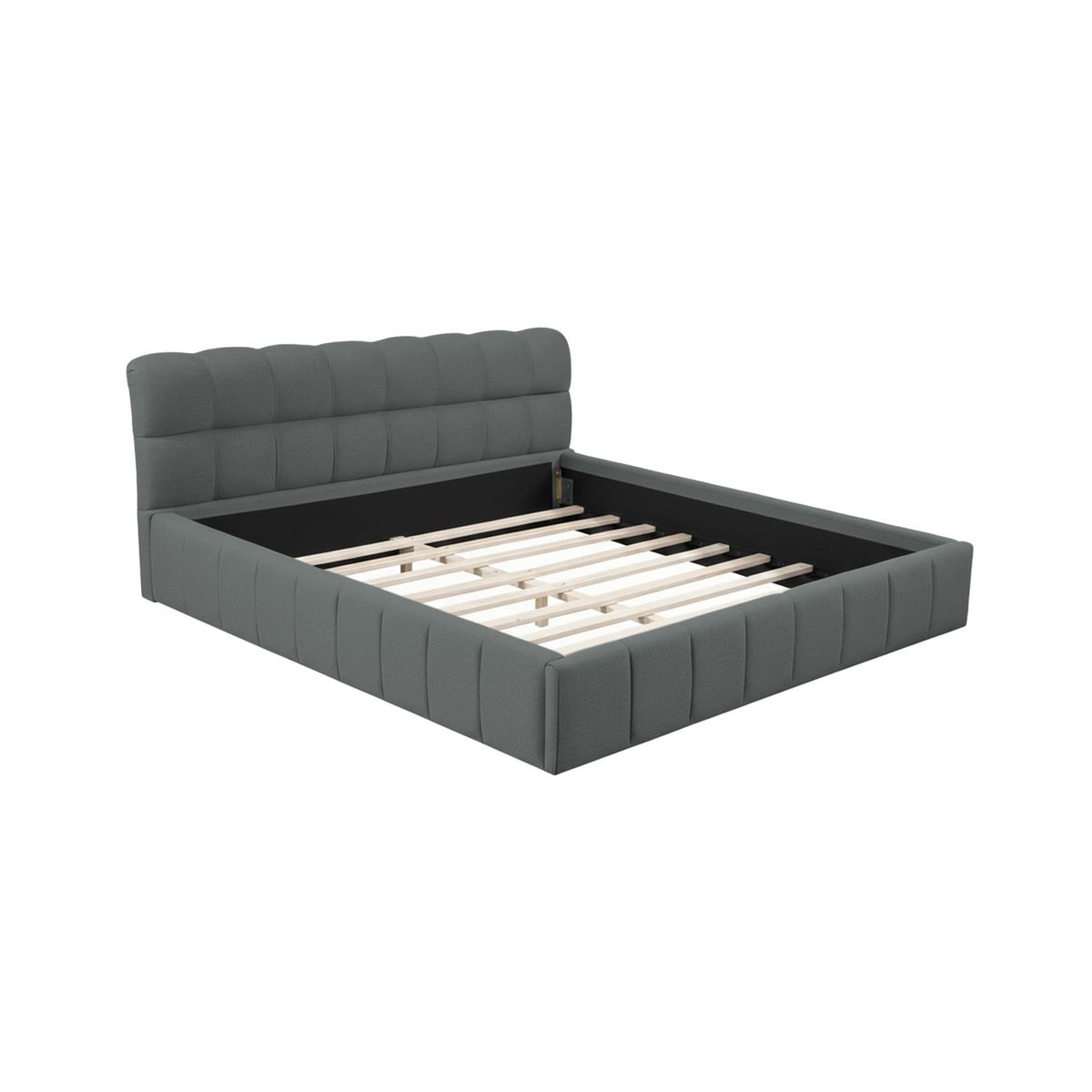 MUEBLES MACRUMO - Cama tapizada Estofa - 15plz Gris oscuro
