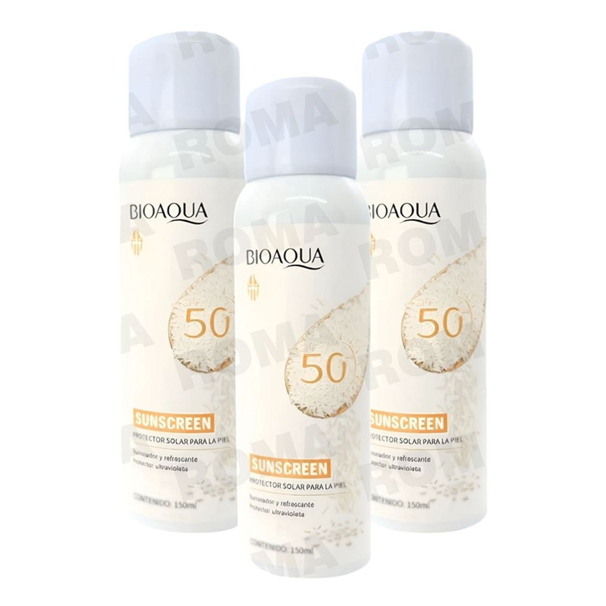BIOAQUA - PACK 3 BLOQUEADOR SOLAR DE ARROZ SPRAY 150ML BIOAQUA