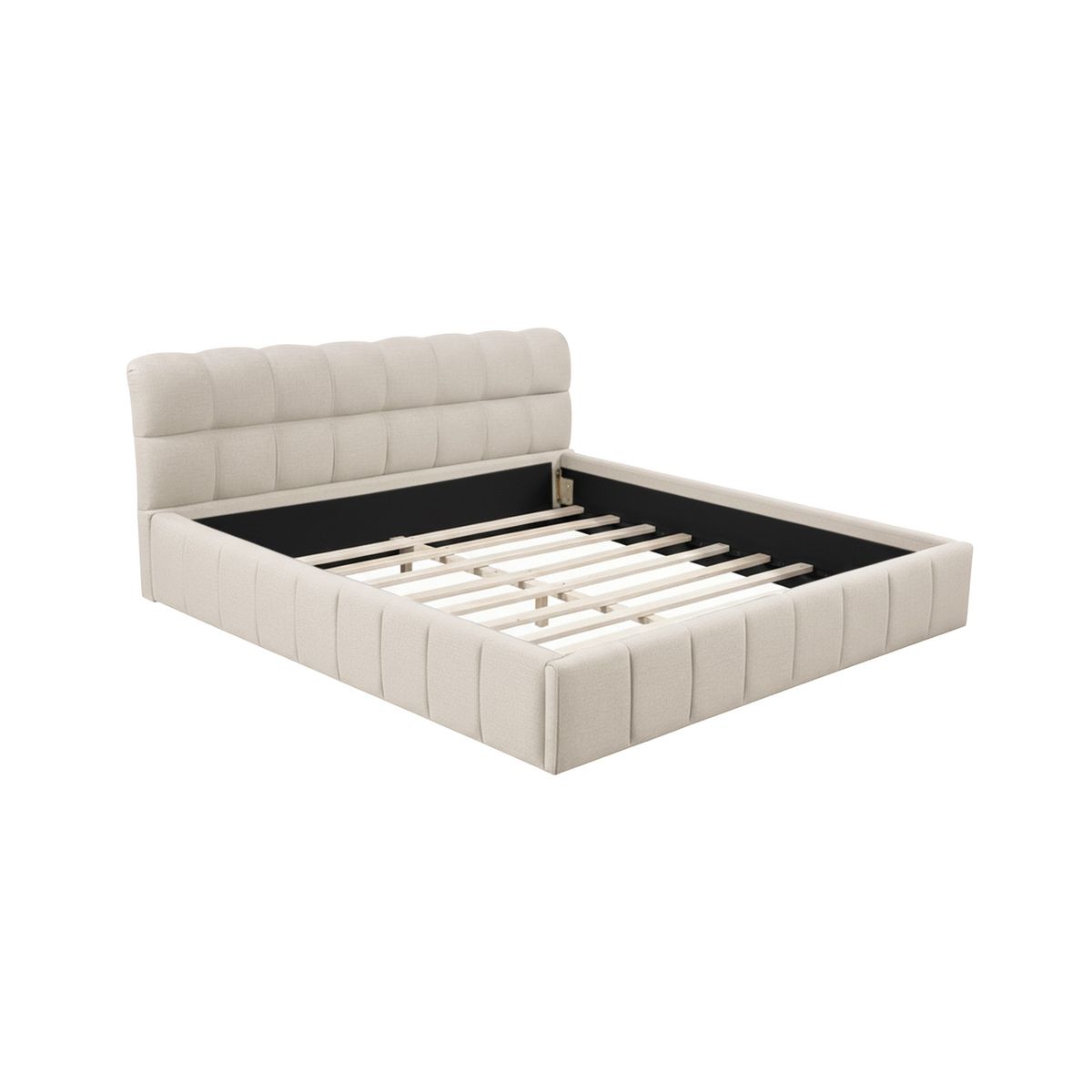 MUEBLES MACRUMO - Cama tapizada Estofa - King Beige claro