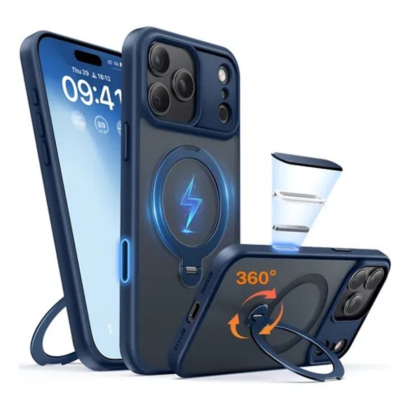 BASEUS - Funda iPhone 17 Pro-soporte giratorio de 360°Magsafe-Azul