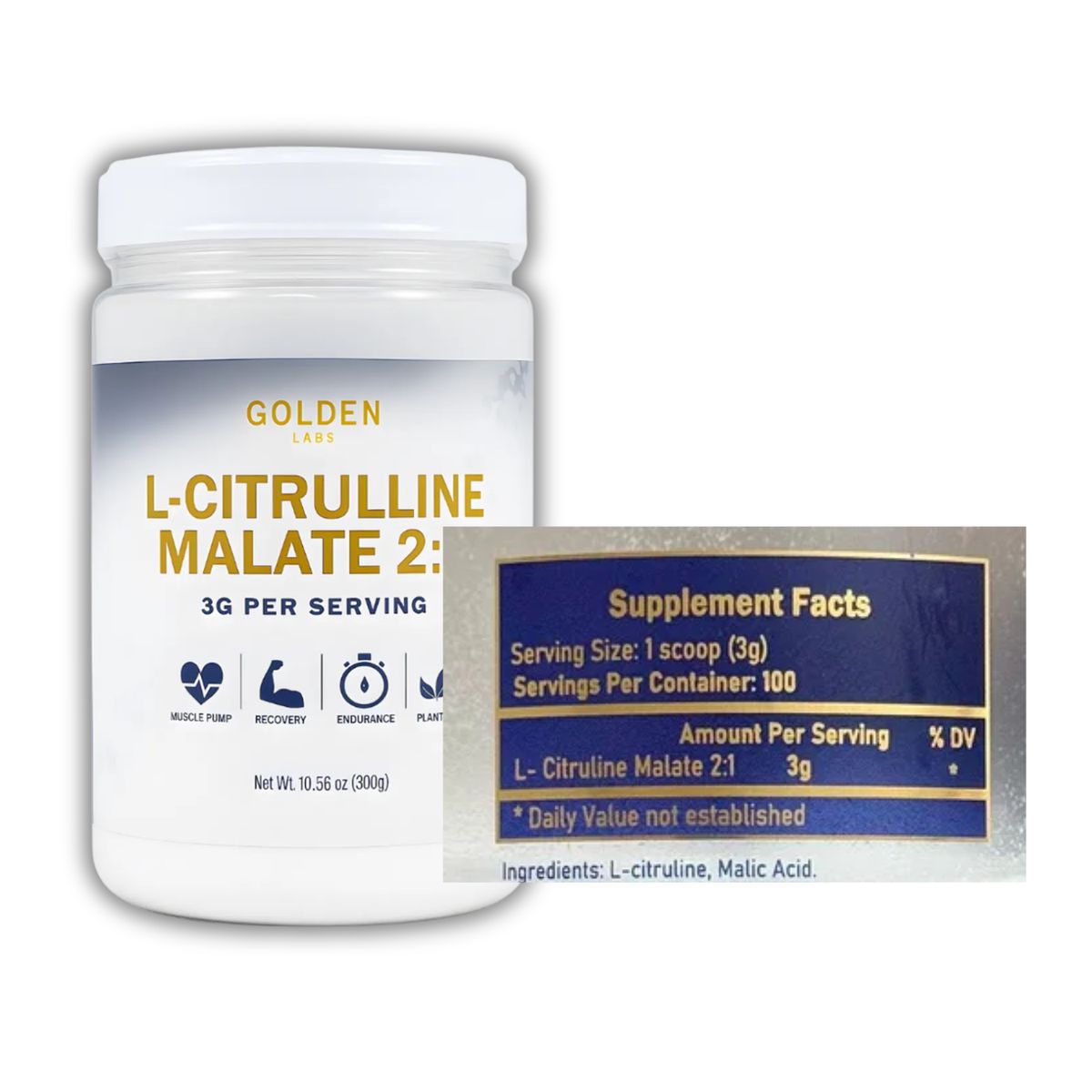 GOLDEN - CITRULLINE MALATE  CITRULINA MALATO 21-300G GOLDEN LABS