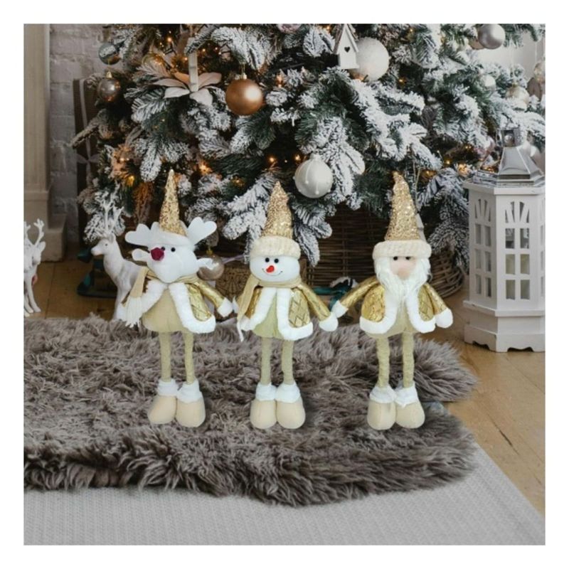 GENERICO - Patilarga de Santa y Reno de 50cm Dorado Y+Ligas de Regalo