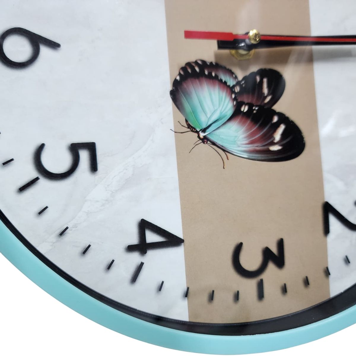 GENERICO - Reloj de pared de 27cm a pila AA - Mariposa - CELESTE