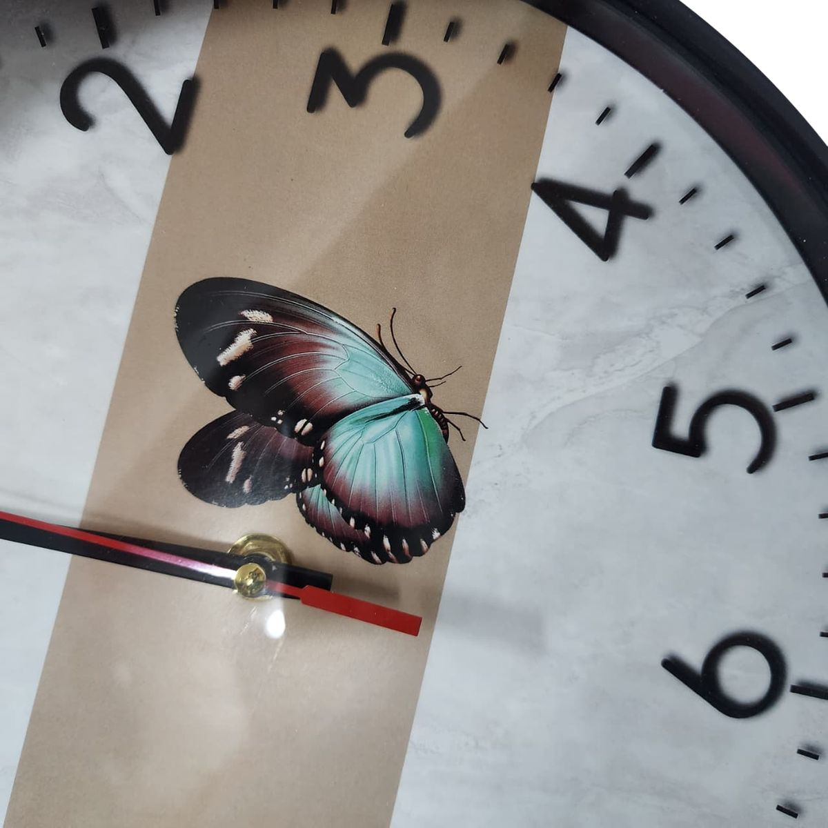 GENERICO - Reloj de pared de 27cm a pila AA - Mariposa - NEGRO