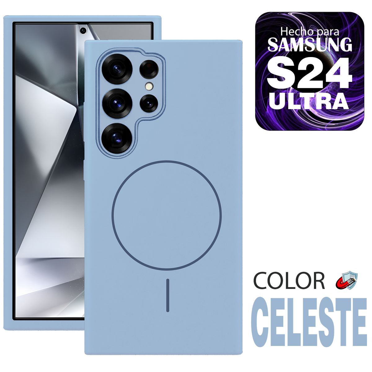 GENERICO - Case MagSafe Compatible para Samsung S24 ULTRA  Celeste