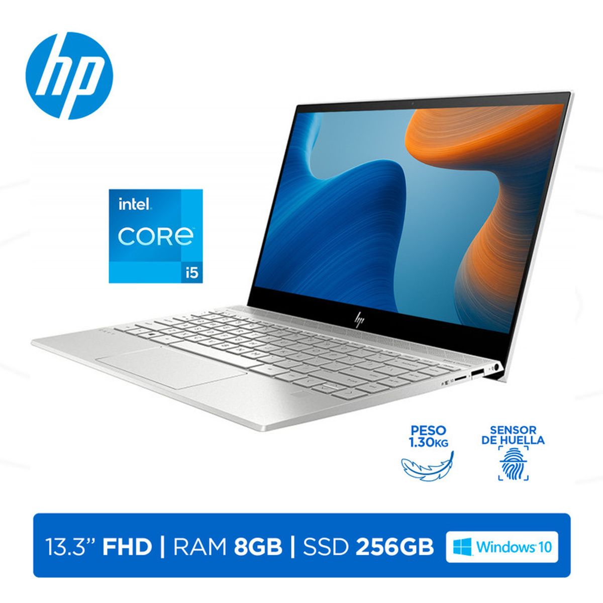 HP - Laptop HP Envy 13 BA1047 Core i5-1135G7 8GB 256GB 133 FHD 100% sRGB Windows 10 Home Silver