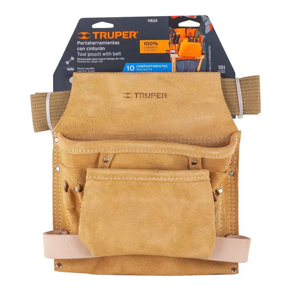 TRUPER - Cinturón portaherramientas de carnaza 6 compartimentos Truper - 11533