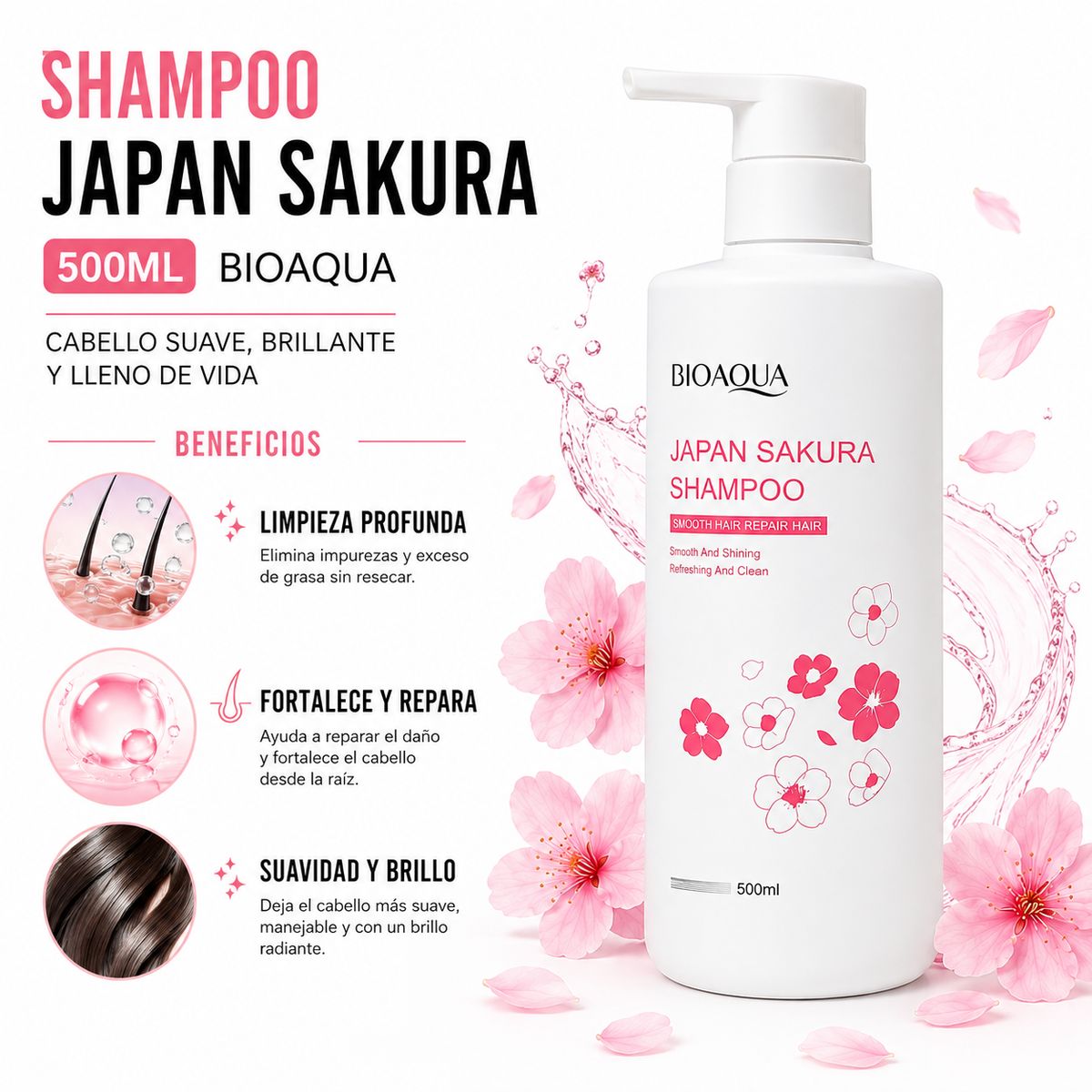 BIOAQUA - PACK 2 SHAMPOO JAPAN SAKURA 500ML BIOAQUA