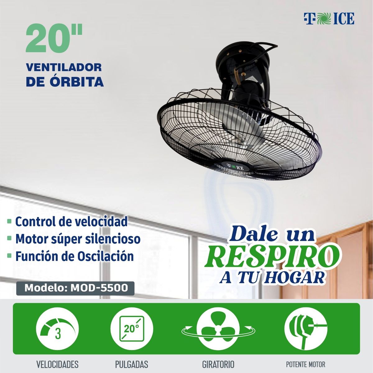 GENERICO - Ventilador techo orbital T-ICE 20 pulgadas