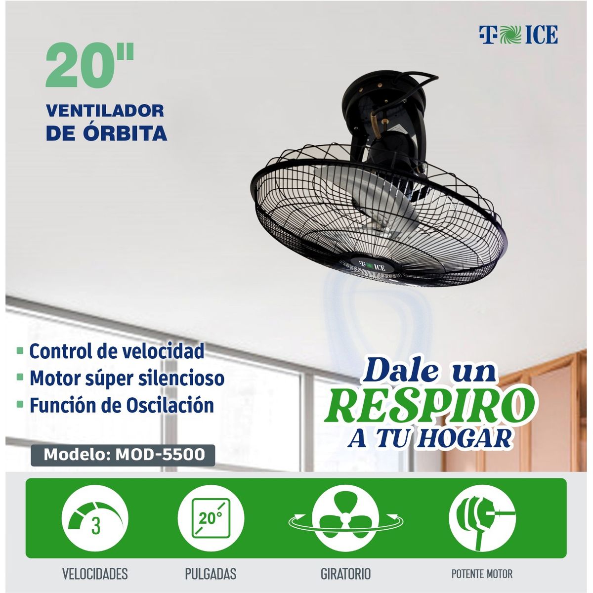 GENERICO - Ventilador techo orbital T-ICE 20 pulgadas