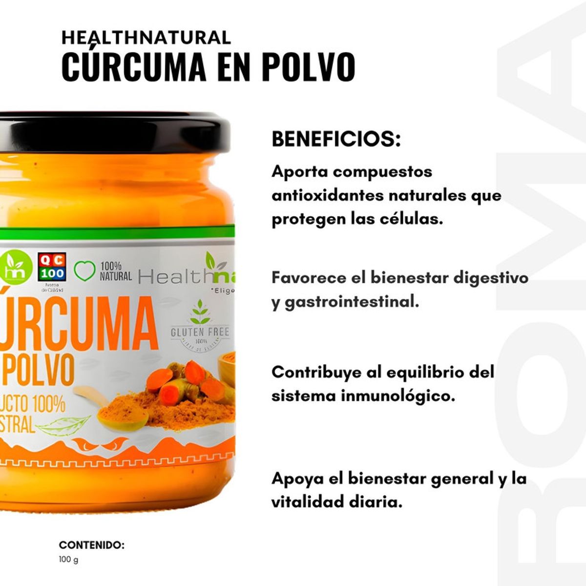 HEALTHNATURAL - CÚRCUMA EN POLVO 100G HEALTHNATURAL
