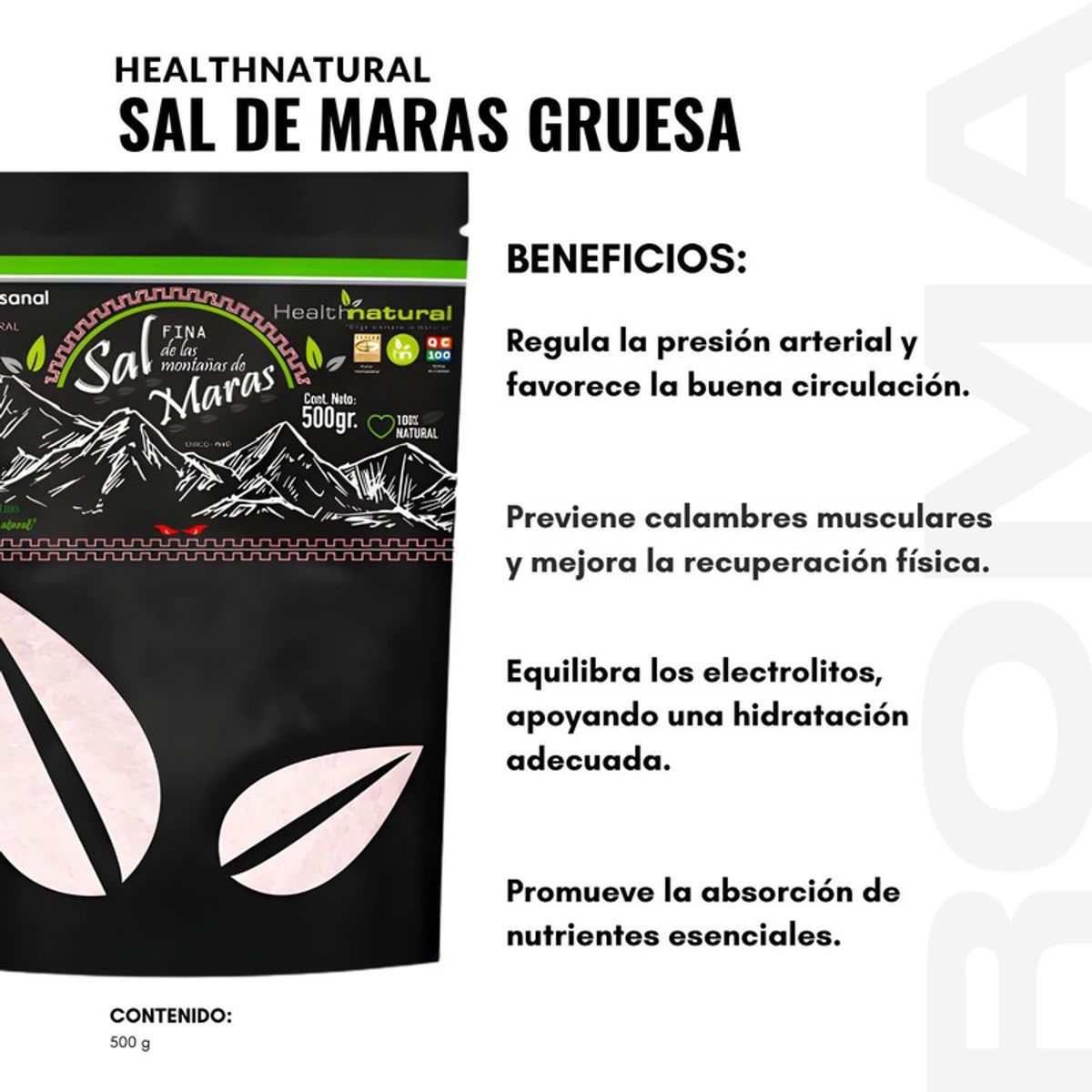 HEALTHNATURAL - SAL DE MARAS GRUESA 500G HEALTHNATURAL