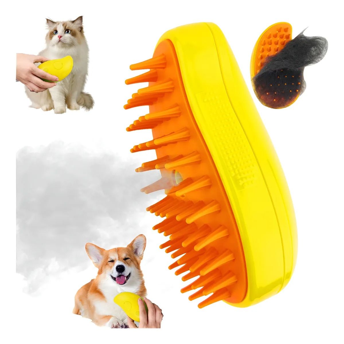 GENERICO - Cepillo Multiuso 3 en 1 de Vapor para Gatos y Perros