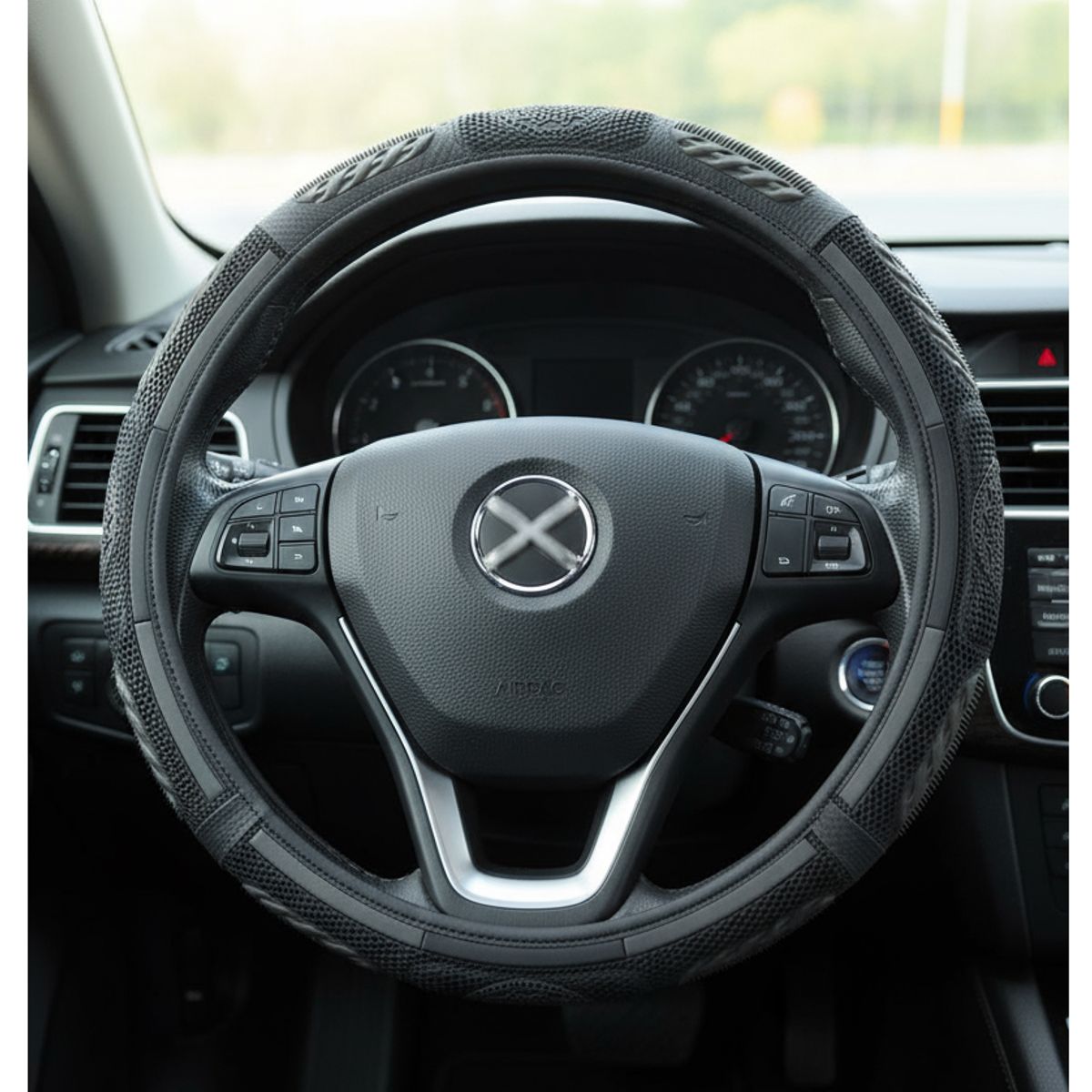 JET - Cubre Volante Malla Premium con Bordado Elegante Universal Antideslizante