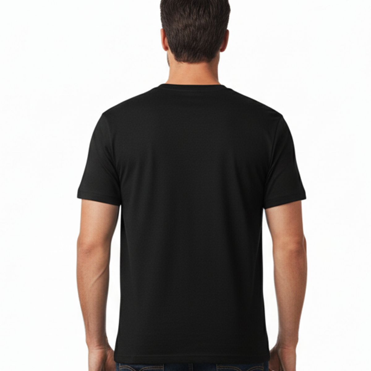 GENERICO - Polo 100% Algodón Manga Corta Hombre Negro Cuello V