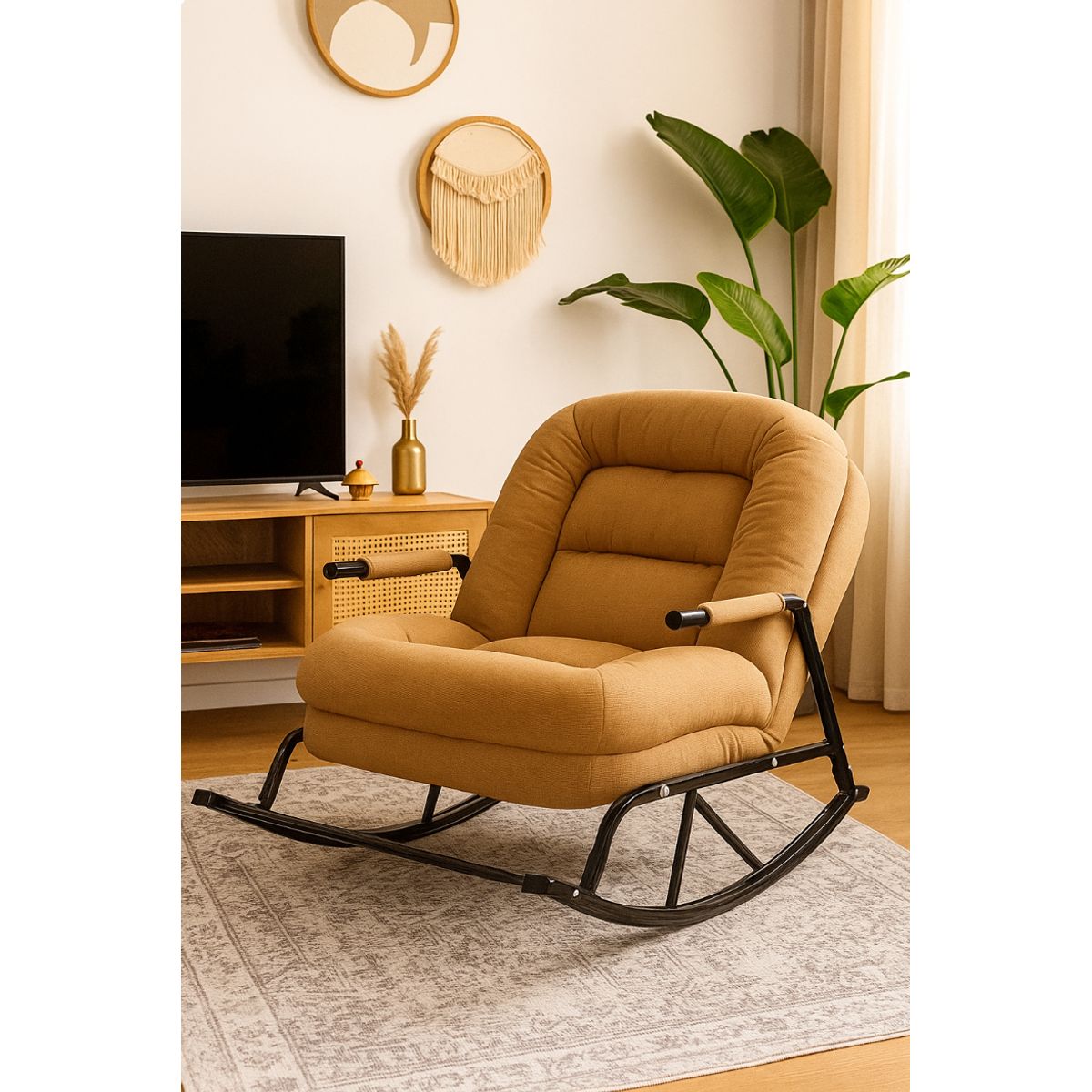 GENERICO - SILLA SILLÓN MECEDORA SOFÁ RECLINABLE PLEGABLE SALA TERRAZA JARDÍN CAMELL