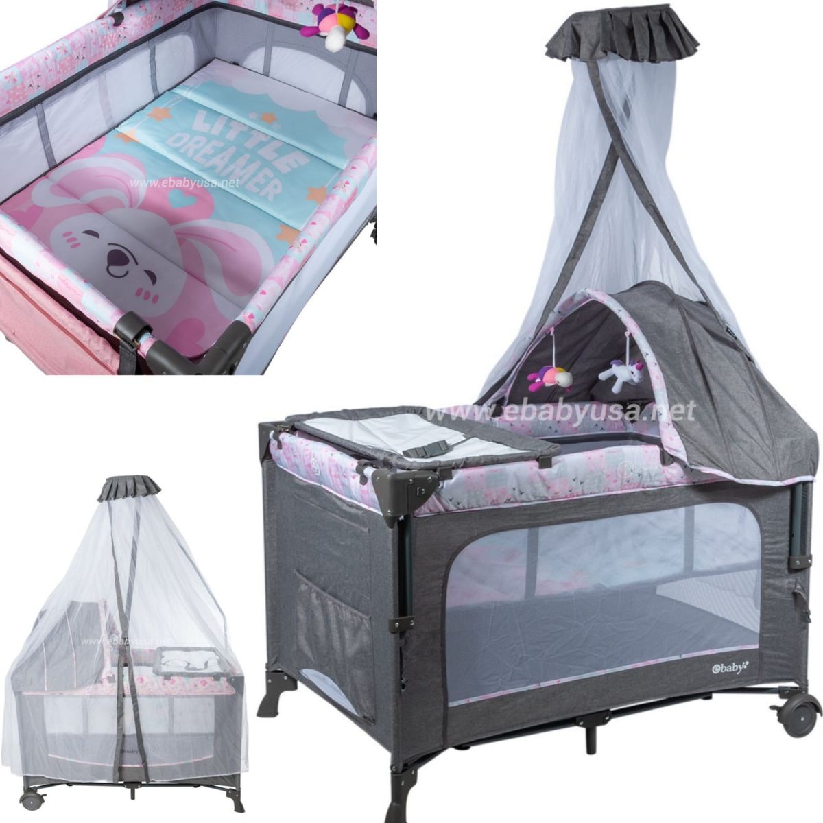 EBABY - Cuna Colecho Mecedora Dacora 750-2 Rosado