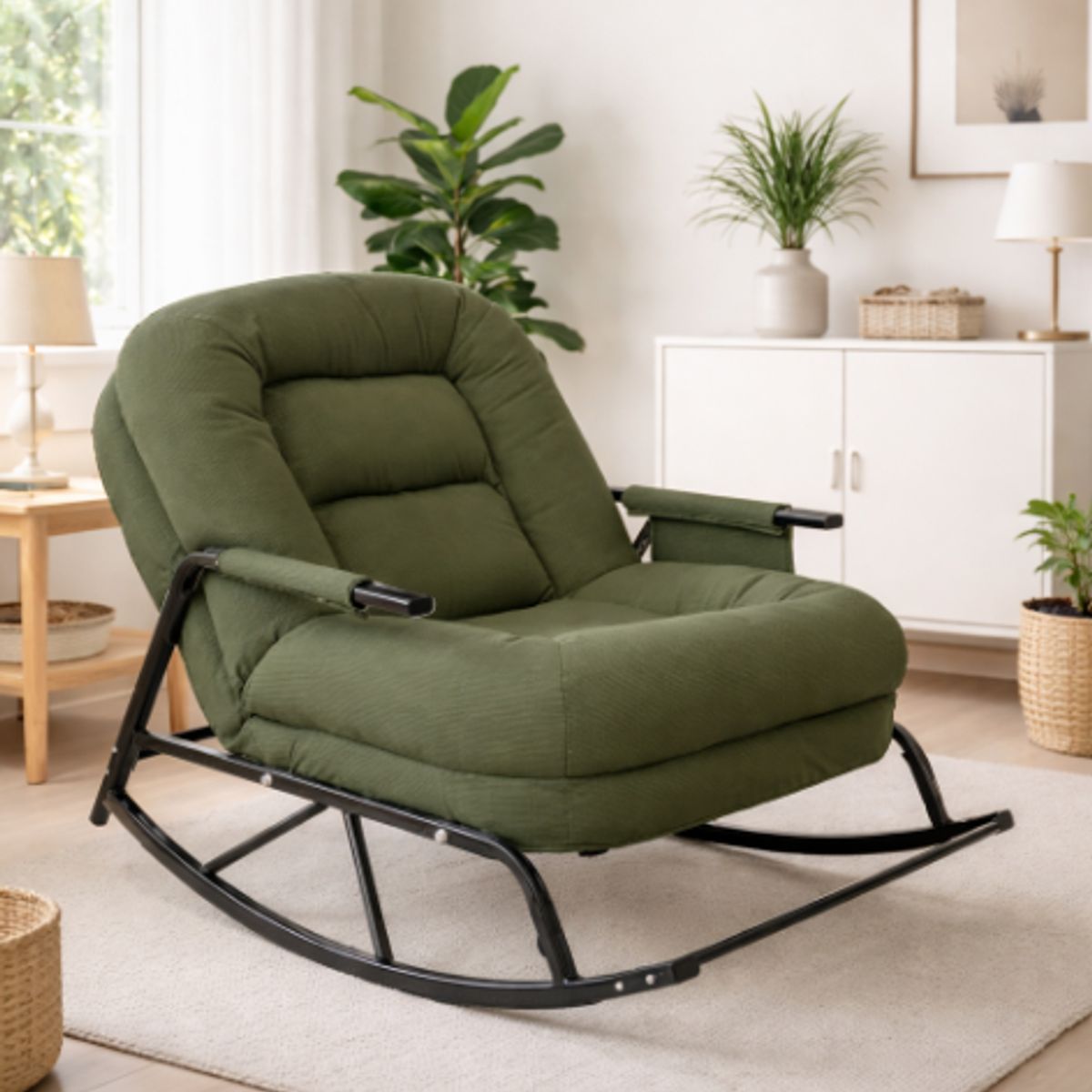 GENERICO - SILLA SILLÓN MECEDORA SOFÁ RECLINABLE PLEGABLE SALA TERRAZA JARDÍN VERDE